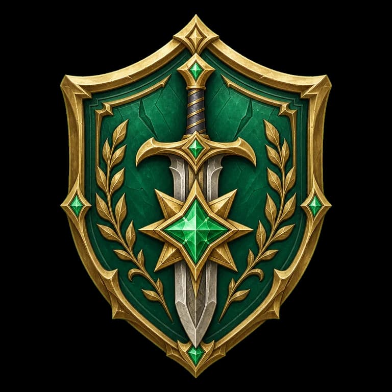 Green fantasy quest achievement badge