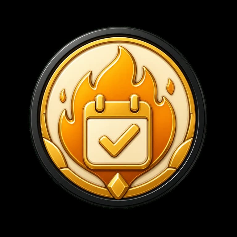 Gold flame streak achievement badge